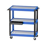 Carrello portautensili a 3 ripiani su ruote, organizer mobile per officina per garage e magazzino, scaffale resistente, 70 x 35,5 x 76 cm, ideale per attrezzi e forniture