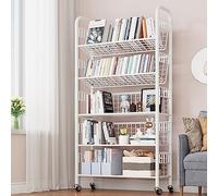 Carrello portautensili con ruote a 360°, libreria mobile e scaffale estraibile, elegante organizer multifunzionale per la casa
