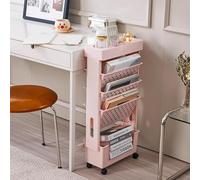 Carrello portautensili con ruote, a 5 ripiani, per studio, scuola, camera da letto, aula, ufficio, biblioteca, camera dei bambini, bianco