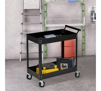 Carrello portautensili DURHAND Workshop Maid a 2 livelli con maniglia laterale e ruote bloccabili per garage e fai da te