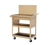 Carrello portautensili for impieghi gravosi con cassetto a 3 livelli, organizer for riporre gli attrezzi, carrello da lavoro mobile, for officina, magazzino e officina di riparazione in garage(Beige)