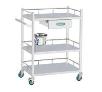 Carrello portautensili in Acciaio Inox a 2 Strati, Portata Massima 150 kg, per ospedali, cliniche e Laboratori - Carrello Medico Ideale per Procedure estetiche (cassetto Singolo - 80 × 48 ×