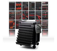 Carrello Portautensili Mephisto ProLine "Full Black" Con 9 Cassetti Pieni CRV