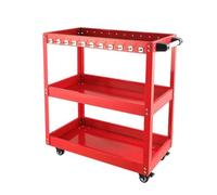 Carrello portautensili mobile a 3 livelli, in acciaio inox resistente con ganci per garage, officina, autolavaggio e organizzazione di servizi industriali