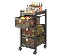 Carrello portautensili mobile con ruote, 3 ripiani resistenti, colore nero, soluzione versatile per casa e ufficio