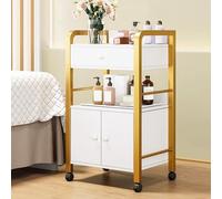 Carrello portautensili per parrucchiere, 1 cassetto e armadietto, organizer per carrello multiuso, espositore per cosmetici con divisori, carrello mobile per parrucchiere, SPA(43*33*84cm)