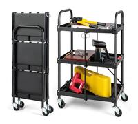 Carrello portautensili pieghevole resistente, carrello di servizio mobile con ruote bloccabili, portaoggetti in metallo per garage, officina e miglioramento della casa
