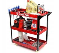 Carrello Portautensili Porta Attrezzi | 3 Piani | 66,5x36,5x79 cm | Capacità di Carico 136 Kg | con Ruote | in Acciaio | Rosso | per Garage Officina