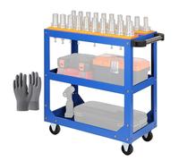 Carrello Portautensili Porta Attrezzi professionale con ruote, a 3 livelli, supporto mobile per il trasferimento con ruote, organizer di grande capacità per garage, magazzino, macchina