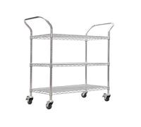 Carrello portautensili resistente - Carrello mobile a 3 livelli con doppia maniglia per cucina, ufficio, magazzino e uso commerciale