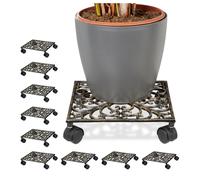 Carrello portavasi in ghisa color bronzo Sottovaso con ruote Fioriera decorativa