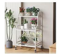 Carrello portavasi in metallo resistente, a 3 livelli, per interni ed esterni, mensola da giardino bianca per soggiorno, balcone e patio