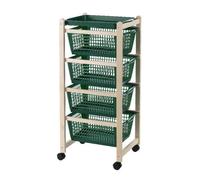 Carrello Portaverdure Slim in Legno di Faggio Naturale con 4 Cassetti 30 x 3...