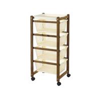 Carrello Portaverdure Slim in Legno di Faggio Noce con 4 Cassetti 30 x 36 x 8...