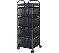 Carrello Portavivande Carrello Da Stoccaggio Organizzatore Con 2,3,4,5 Cestelli Girevoli Mobile Multiuso In Acciaio Carrellos Portatutto Da Cucina Con Ruote Per Cucina Ufficio Bagno(4 Tier)