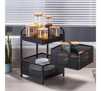 Carrello Portavivande Carrello Da Stoccaggio Organizzatore Con 2,3,4,5 Cestelli Girevoli Mobile Multiuso In Acciaio Carrellos Portatutto Da Cucina Con Ruote Per Cucina Ufficio Bagno(2 Tier)