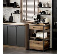 Carrello Portavivande Con 1 Cassa Portaoggetti Estraibile Carrello Da Cucina Carrello Bar Vintage 60x45x90cm FKW118-PF Carrello Cucina Carrello Cucina con Cassetti Carrello Cucina con Ruote Carrello d