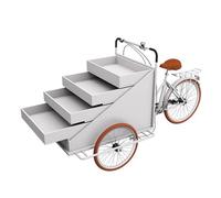 Carrello portavivande mobile con 4 ripiani, design a tre ruote, per street vending e vendita al dettaglio panoramica