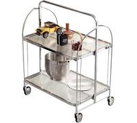 Carrello portavivande pieghevole con ruote e manico, Grigio | Ideale per bevande e snack, con ripiani capienti e struttura salvaspazio