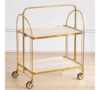 Carrello portavivande pieghevole con ruote e manico, Oro | Ideale per bevande e snack, con ripiani capienti e struttura salvaspazio