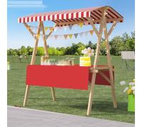 Carrello portavivande pieghevole for aziende, bancarelle di frutta e fiori trasportabili for mercati agricoli ambulanti con da sole, carrelli da tavolo for venditori da for eventi di gelateria(Red,Wid