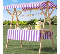 Carrello portavivande pieghevole per aziende, bancarelle leggere per mercati agricoli con tenda da sole, chiosco in legno per venditori di hot dog/gelato/cibo,S(withWheels)-Color2