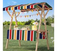 Carrello portavivande pieghevole per aziende, bancarelle leggere per mercati agricoli con tenda da sole, chiosco in legno per venditori di hot dog/gelato/cibo,L(withWheels)-Color3