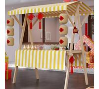 Carrello portavivande pieghevole per aziende, bancarelle leggere per mercati agricoli con tenda da sole, chiosco in legno per venditori di hot dog/gelato/cibo,S(WithoutWheels)-Color7