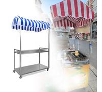 Carrello portavivande portatile a due livelli con ruote bloccabili per vendite mobili in occasione di eventi e mercati