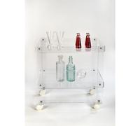 Carrello Portavivante o Piccoli TV in Plexiglass 2 piani, VALLETTO TROLLEY BIG Dimensioni 60x39x h 64cm Portata Max 15 kg colore trasparente trasparente