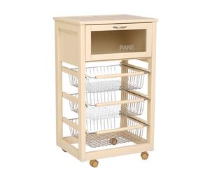 Carrello PRESTIGE LUSSO portapane e cestelli portafrutta Avorio