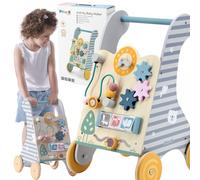 Carrello primi passi in legno multiattività con giochi per bambini da 18 mesi