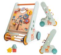 Carrello primi passi legno XXL, Gioco per bambini e bambini, Deambulatore Multifunzionale, per bambini da 12 a 36 mesi, rimo Compleanno Regalo 1 2 Anno (Blu)