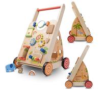 Carrello primi passi legno XXL, Gioco per bambini e bambini, Deambulatore Multifunzionale, per bambini da 12 a 36 mesi, rimo Compleanno Regalo 1 2 Anno (Marrone)