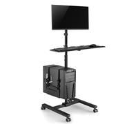 Carrello professionale a ruote per monitor, tastiera e computer regolabile