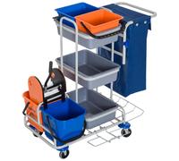 Carrello Pulizie Professionale con 4 Secchi Grigio