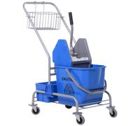 Carrello Pulizie Professionale Con Cesto Sospeso, Ripiano, 25l Secchio Lavapavimenti Con Strizzatore, Carrello Multiuso Con Gancio Per Hotel, Albergo