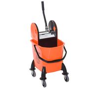 Carrello Pulizie Professionale con Strizzatore Rimovibile e Ruote Arancione