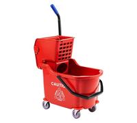 Carrello Pulizie Professionali da 32 L, Secchio Lavapavimenti con Strizzatore Laterale e Maniglia per il Trasporto, Secchio Mocio Robusto per Uso Professionale/Industriale/Aziendale, Rosso