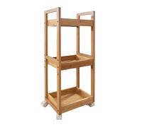 Carrello Relaxdays, 3 Ripiani, bambù, HxLxP: 80x30x20 cm, Bagno e Cucina, MDF, Carrello Stretto, Trolley, Naturale