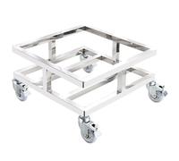 Carrello resistente in acciaio inox con base per piante con ruote, secchio rotondo per grasso per friggitrice, telaio per lavaggio auto, carrello versatile