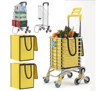 Carrello resistente per salire le scale, 35 l, pieghevole, per viaggi, shopping, traslochi, ufficio, carrello della spesa portatile con saliscale.