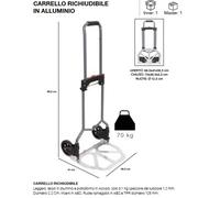 CARRELLO RICHIUDIBILE LEGGERO, TELAIO IN ALLUMINIO E PIATTAFORMA IN ACCIAIO