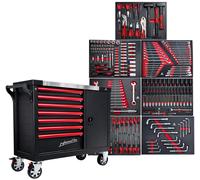 DeTec. Carrello portautensili XXL, riempito con attrezzi, 7 cassetti, per auto, effetto carbonio, cassetta degli attrezzi per auto