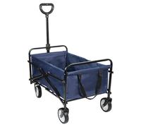 Carrello Rimorchio Carretto da Giardino con sacca in Tela blu con 4 ruote