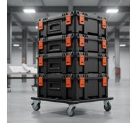 Carrello robusto con ruote per stoccaggio modulare di attrezzi, pianale