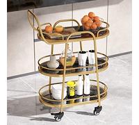 Carrello Rolling Bar per sala da pranzo con ripiani a 3 livelli con binario di sicurezza in vetro Top Carrello portaoggetti per cucina e sala da pranzo Mobili moderni per la casa