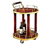 Carrello Rotondo Dining Car Bracciolo Singolo con Ruote con Portabottiglie 2 Strati 55x91cm
