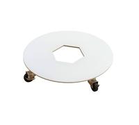 Carrello rotondo per vasi da fiori per giardino, patio, cortile, ponte, supporto per piante con ruote bloccabili, carrello per pallet per piante resistente, base a rullo (bianco, 28 cm)