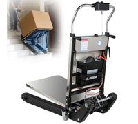 Carrello saliscale elettrico da 1200 W con catene migliorate e ripiano regolabile in altezza, batteria al litio, fino a 400 kg con corda di sicurezza, saliscale per carichi pesanti per magazzino e